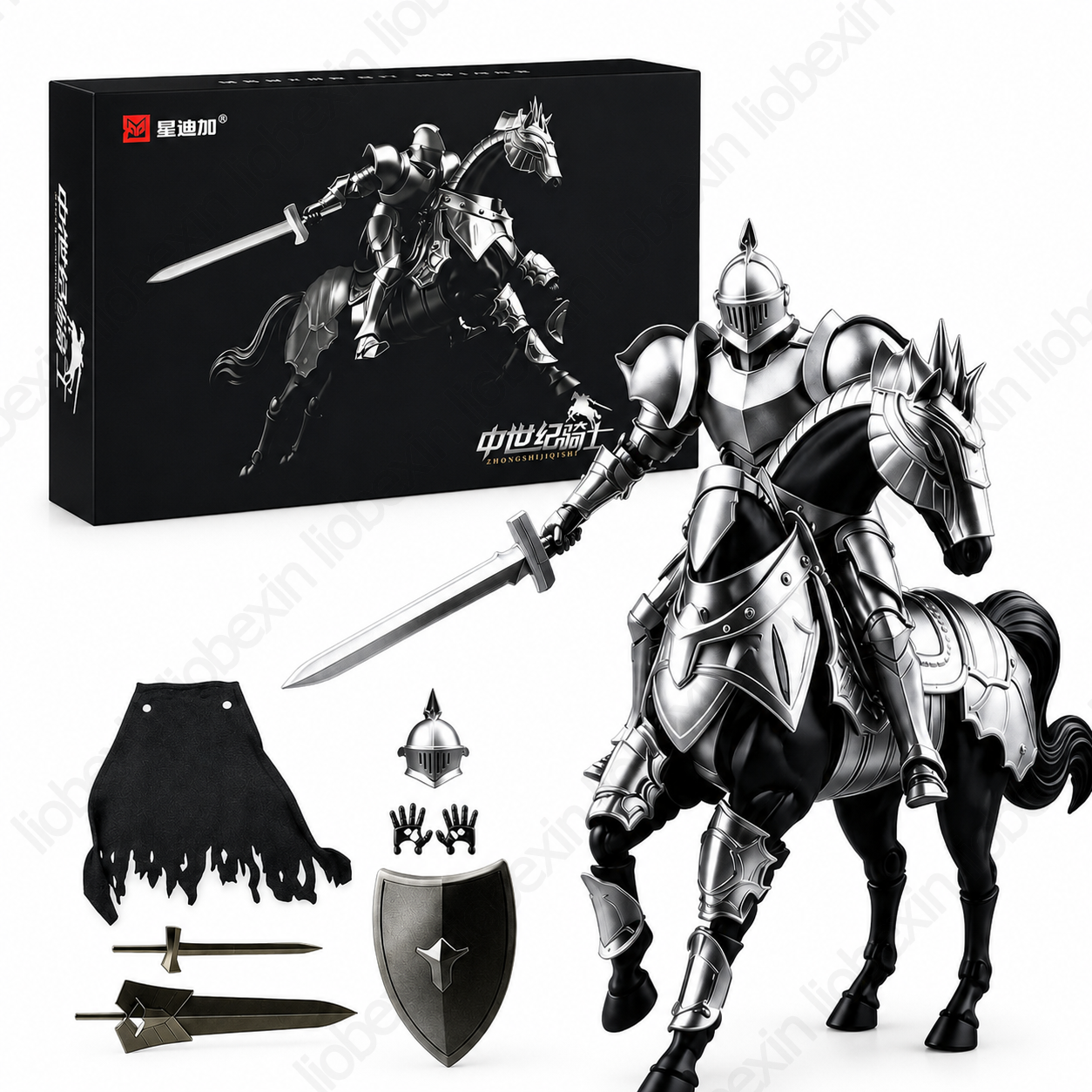 Model Kit Horse - Medieval Knight Action Figure Set with